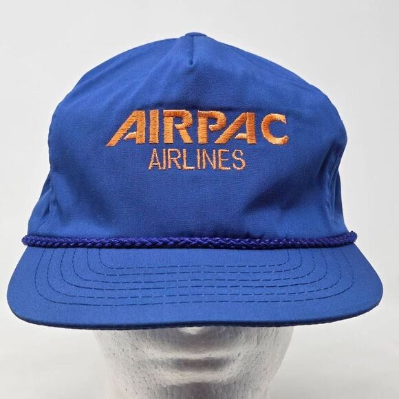 AIRPAC AIRLINES SEATTLE WASHINGTON AVIATION BLUE ROPE HAT CAP VINTAGE STRAPBACK - Picture 1 of 5